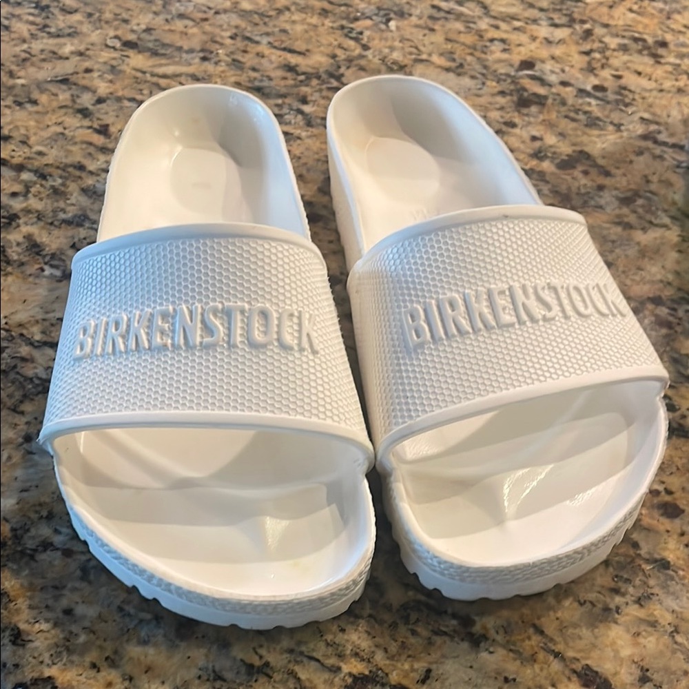 Birkenstock White Slide Sandals